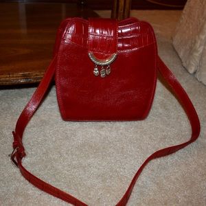Brighton Red Leather Long Strapped Purse